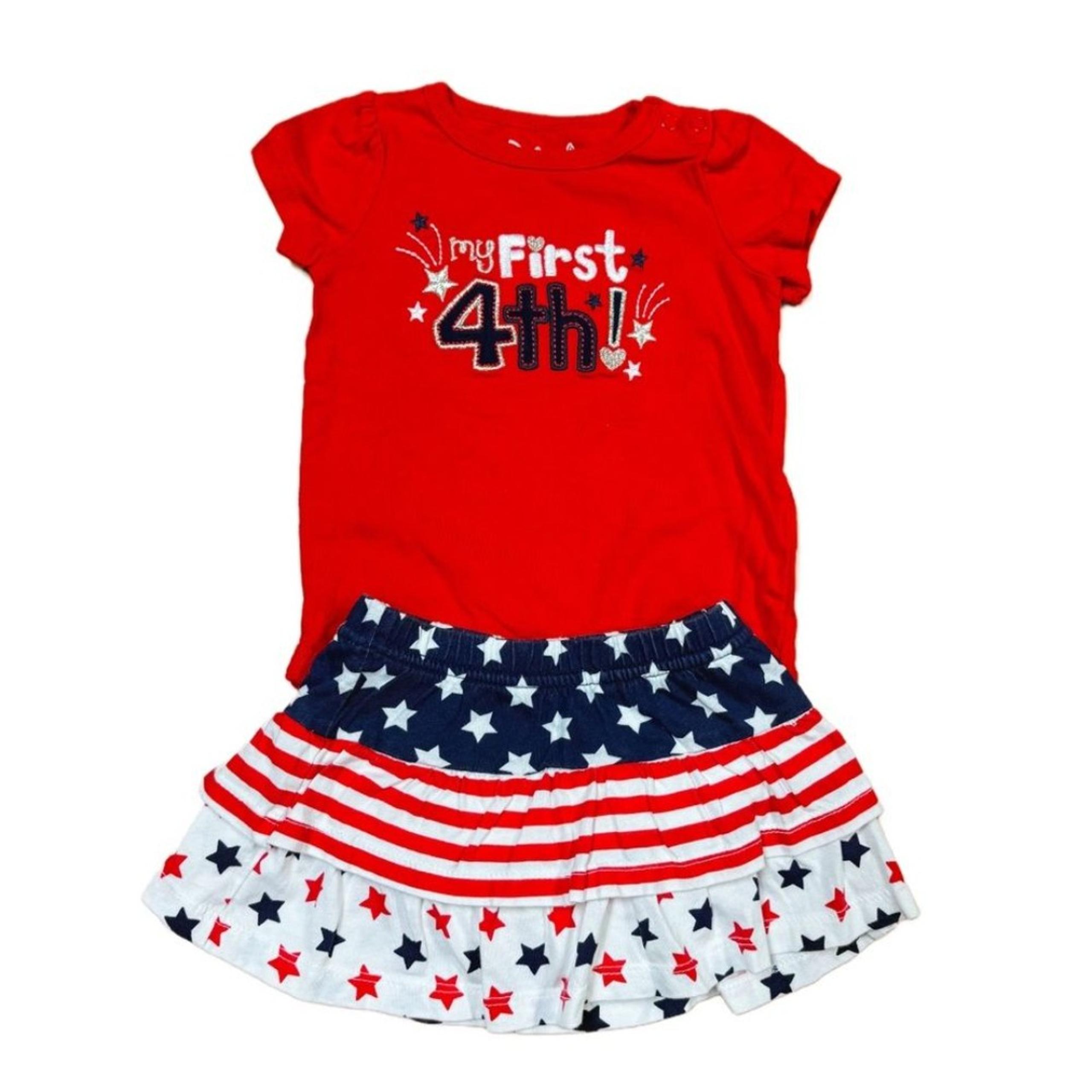 Jumping Beans Red White & Blue 4th of July Bodysuit & Skort Outfit Baby 6M