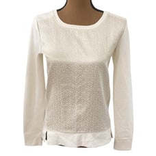 Ann Taylor Loft oriental metallic jacquard ivory sweatshirt size XS