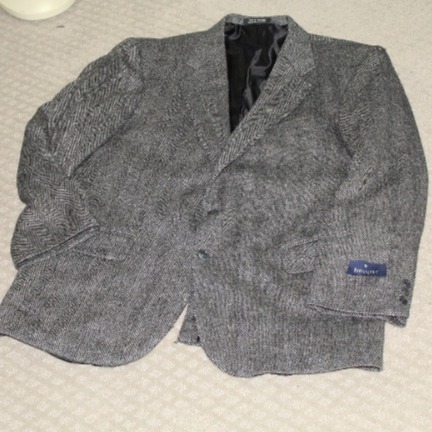 NWT Vtg Barrington 44R Mens Gray HERRINGBONE WOOL TWEED Blazer Jacket Sport Coat