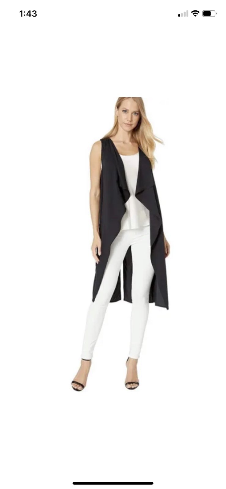 BCBGMaxAzria open front draped long vest black XS