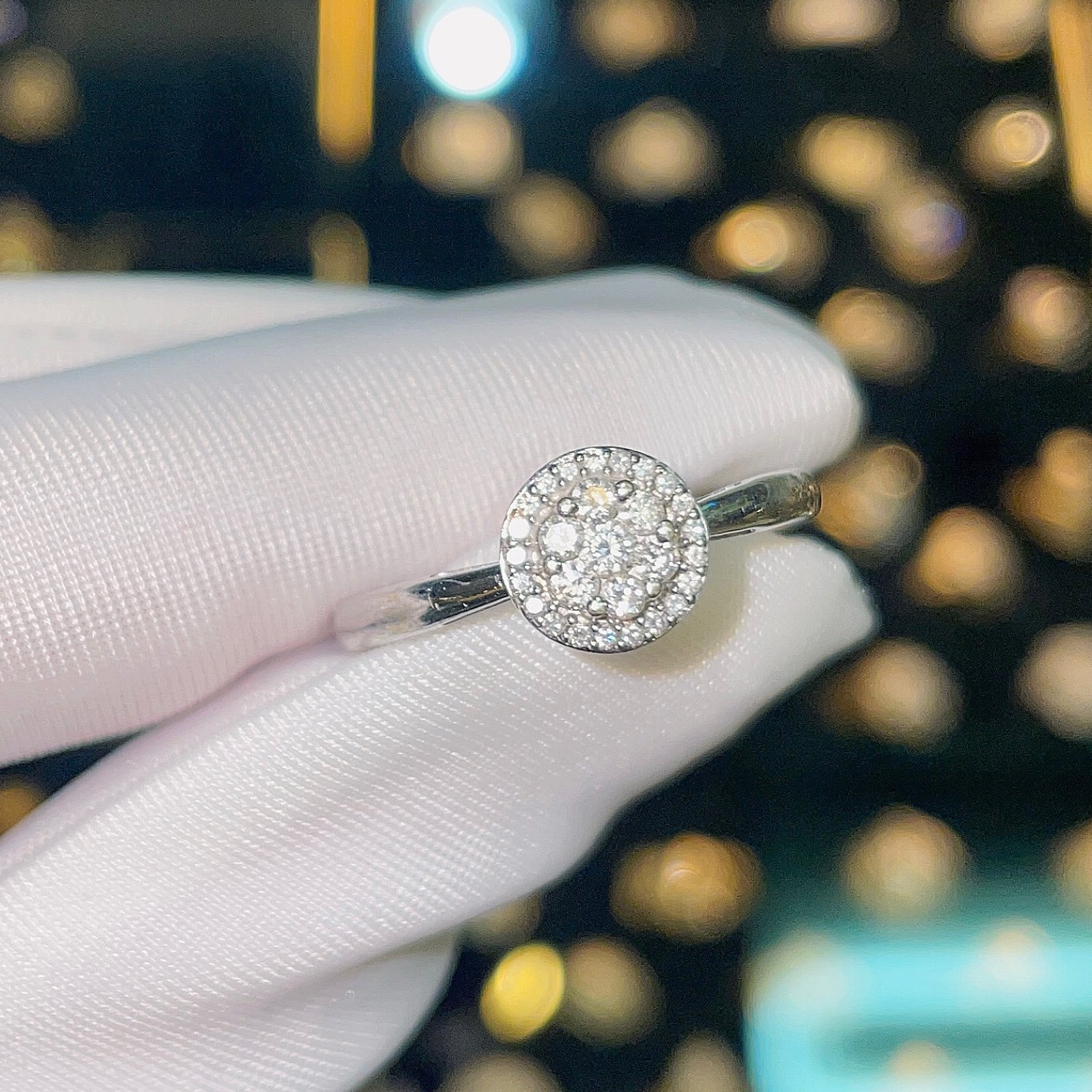 Real 10k white gold diamond ring engagement ring