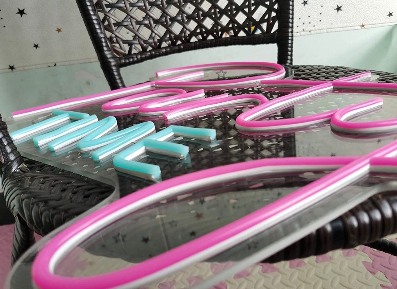 Fun Bright Party Time Pink Blue LED Light Sign Wall Celebration