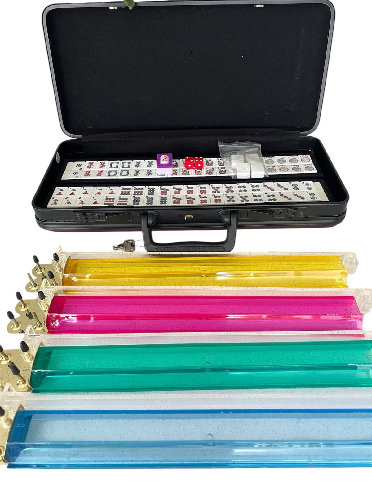 American Mah Jong Set White Tiles Luggage Case Burgundy Set Of 176 Tiles