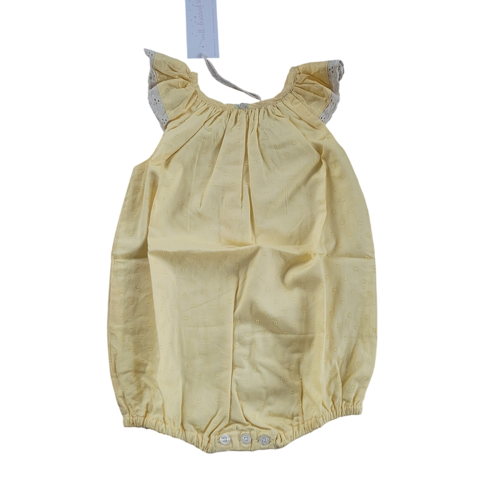 Well Dressed Wolf Yellow Swiss Dot Bubble Romper