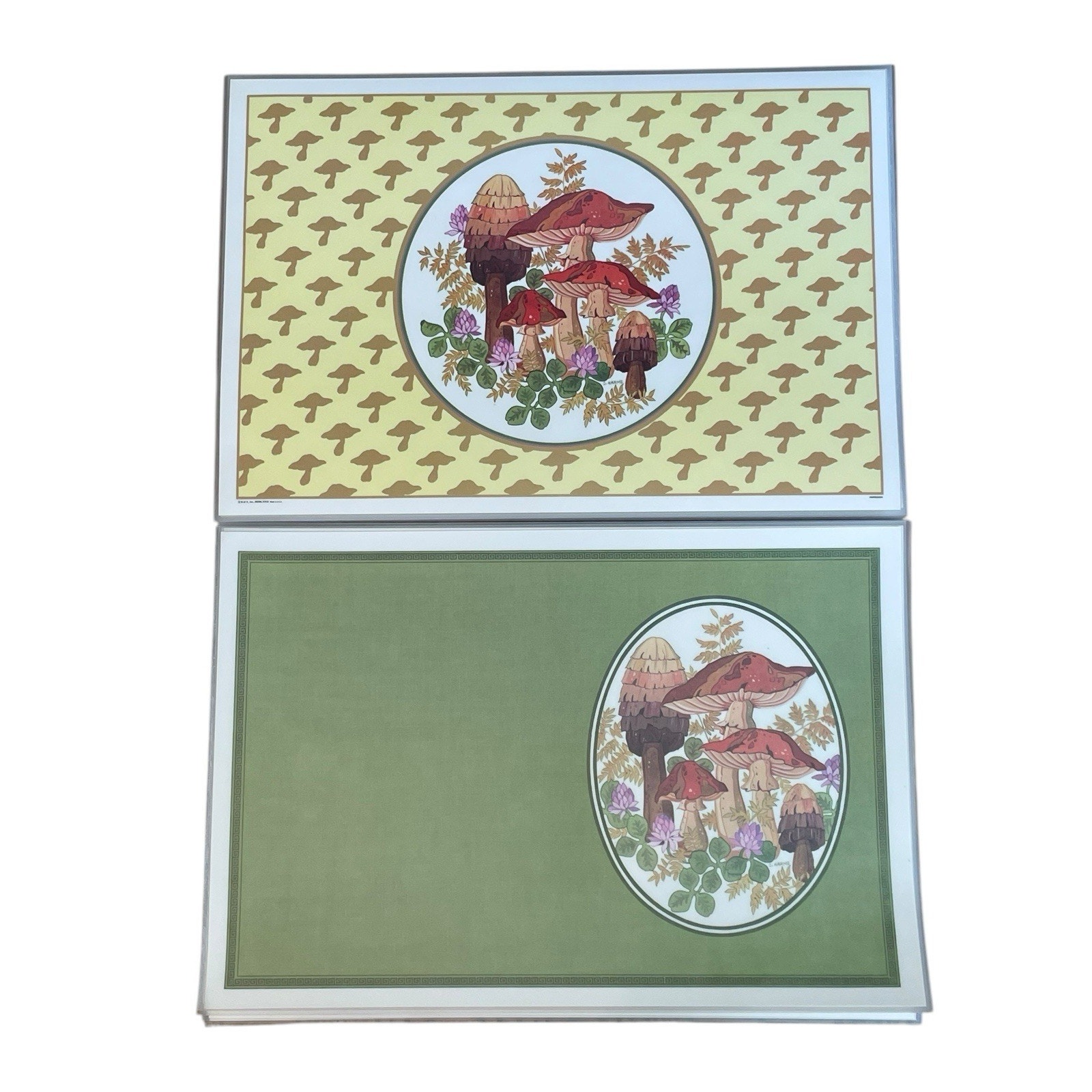 VTG Groovy Mushroom Placemats Reversible Plastic Rectangle Set of 12 Harms RARE