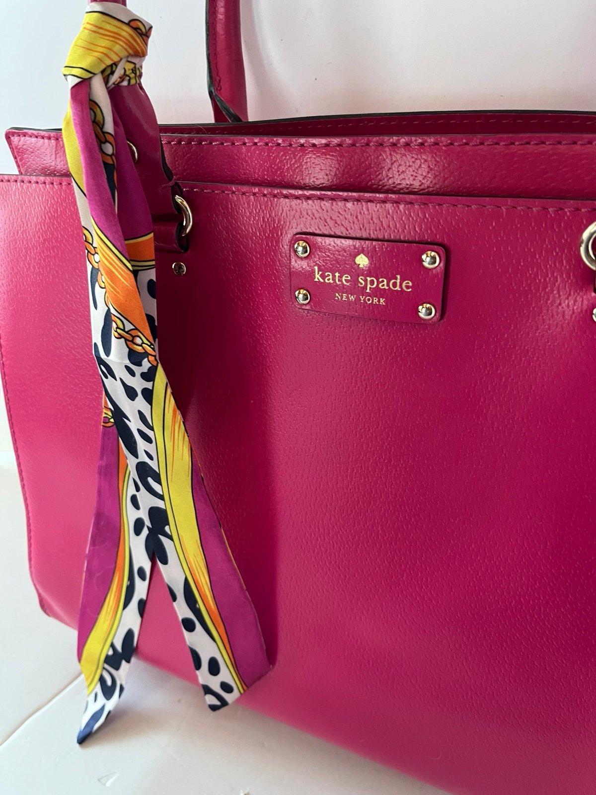 Kate Spade Wellesly Durham Fuchsia Hot Pink Tote Large Satchel Handbag Large