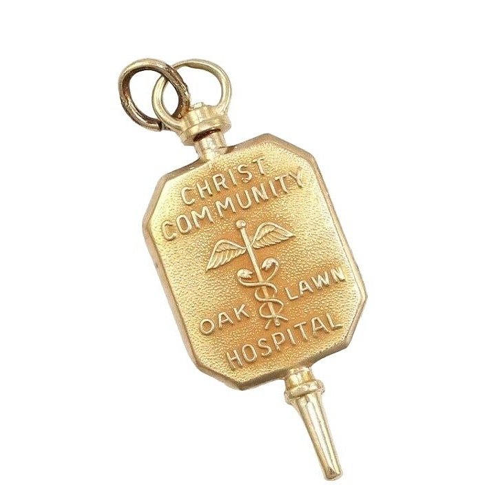 Vintage Solid 10K Yellow Gold Christ Community Oak Lawn Hospital Charm Pendant