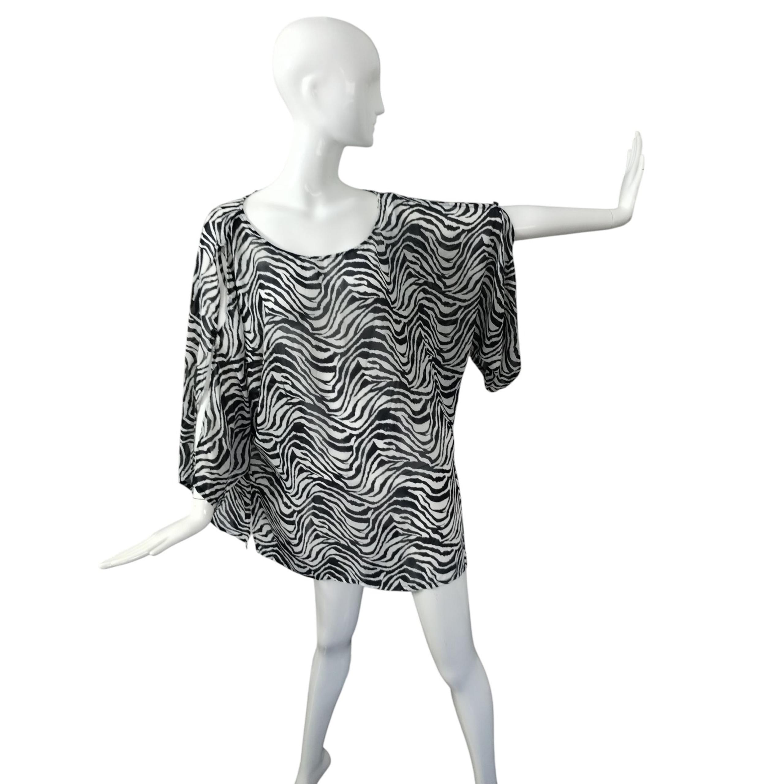 Alyn Paige Womens Size 3X Silk Zebra Kimono Bohemian Beachy Comfy Sheer Top