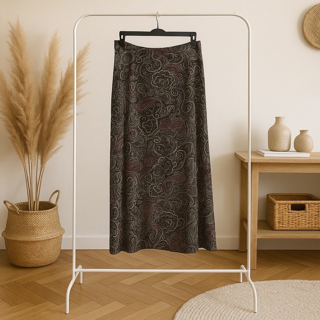 Vintage Pendleton Paisley Maxi Skirt Burgundy Olive Green Size 8