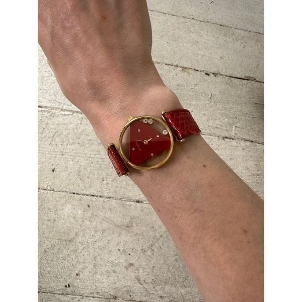 Vintage 80s Geometric Watch With Floating Rhinestones