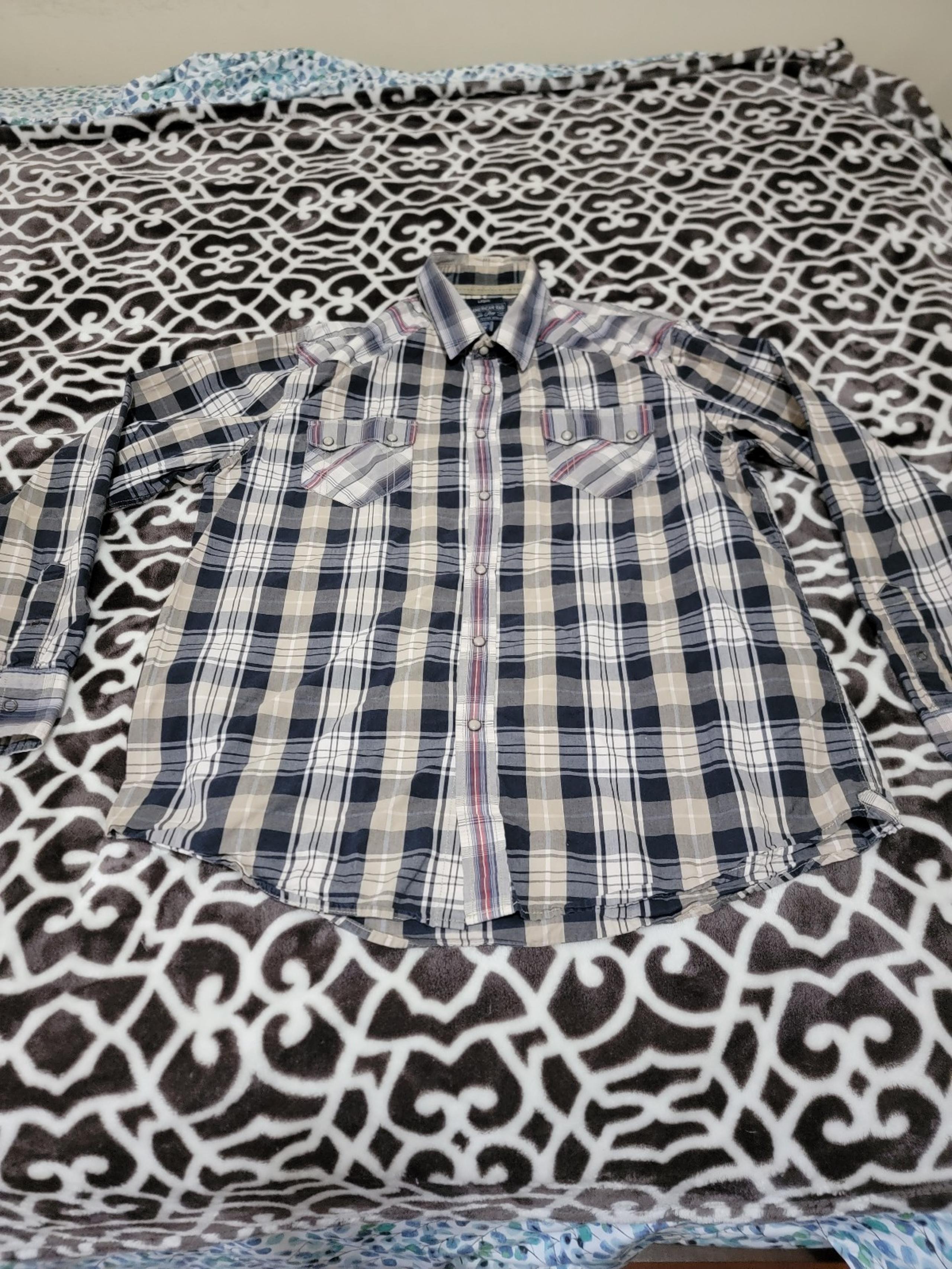 Mens flannel long sleeve shirt american rag size large L button up clothing