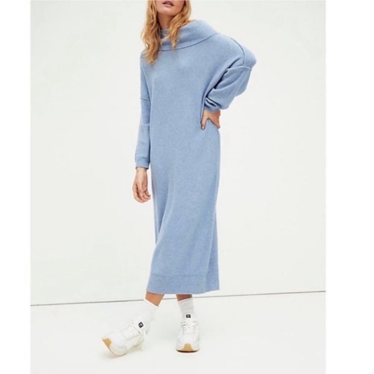 NWT Free People La Boheme Sweater Dress in Blue Size Medium