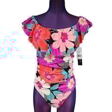 NWT La Blanca Island Goddess Floral Off Shoulder Ruffle One Piece Size 12 O38
