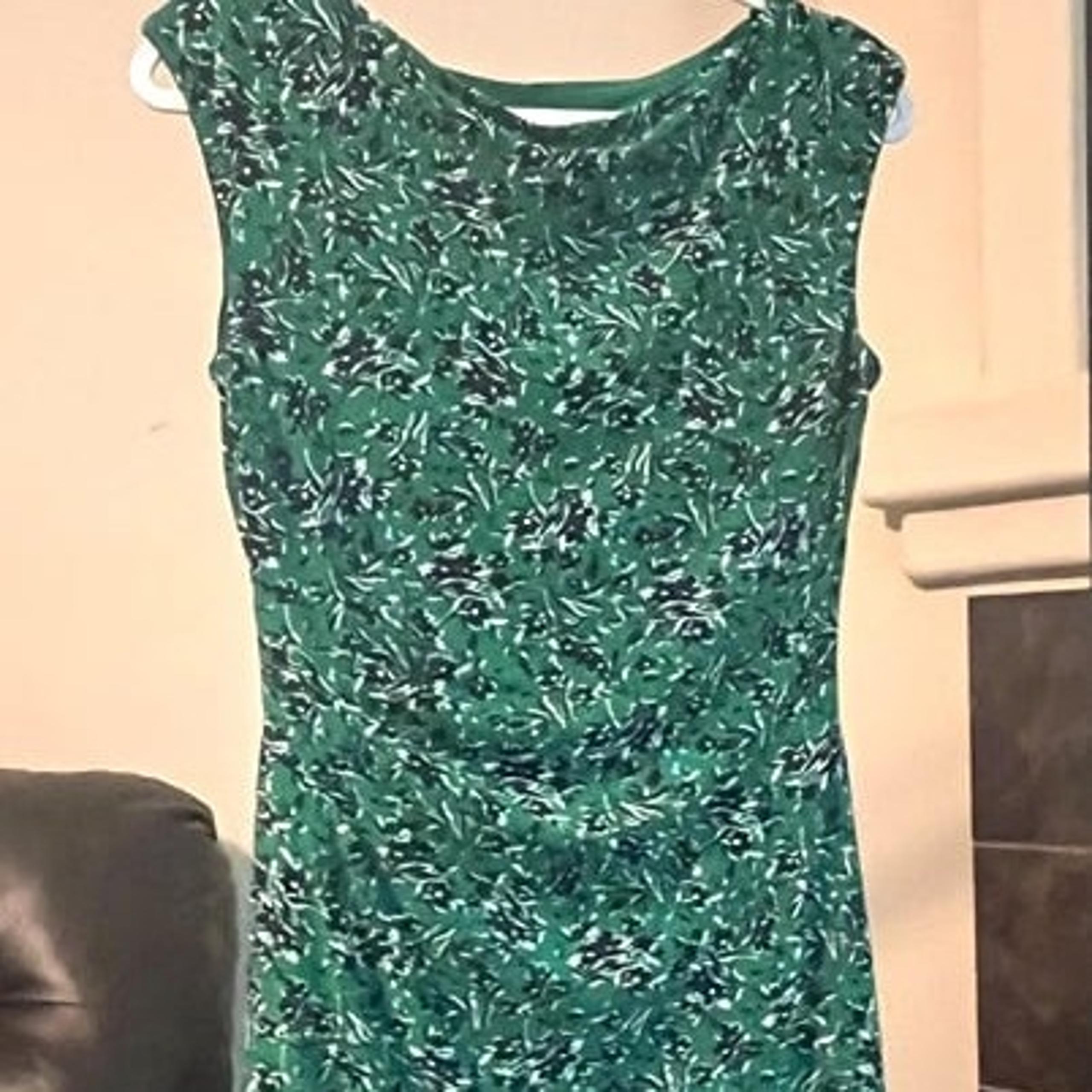 Dress WOMEN RALPH LAUREN GREEN BLACK FLOWER SLEEVELESS MIDI MAXI DRESS-MED