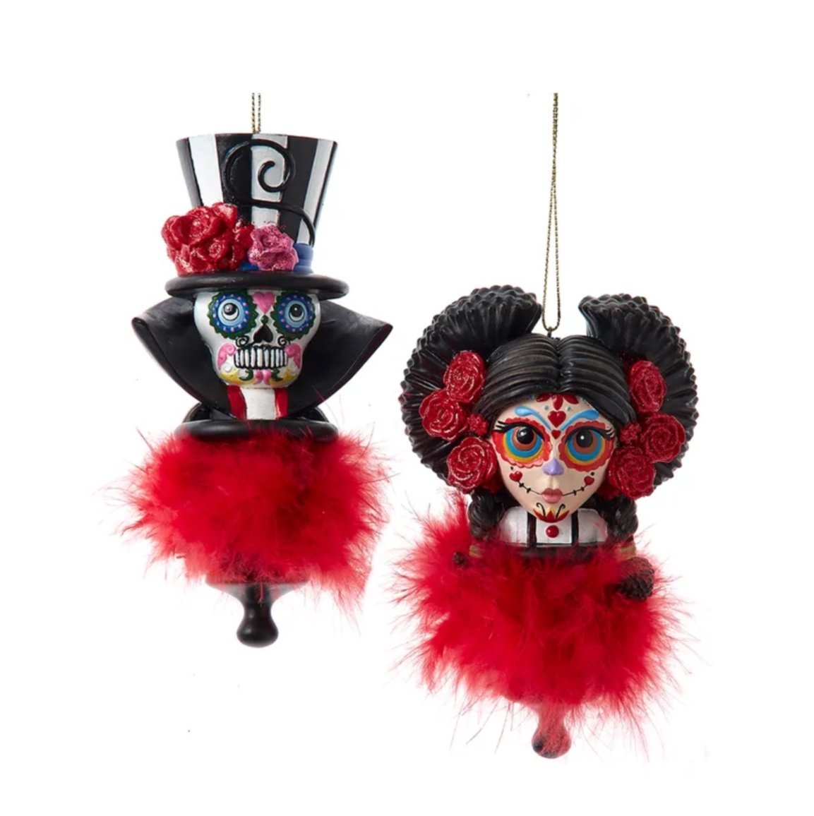 Kurt Adler 10.25 Holly Hats Day of the Dead Halloween ornaments Brand New