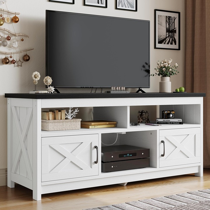 TV Stand with Power Outlets for Up to 65 inch Entertainment Center Media Console