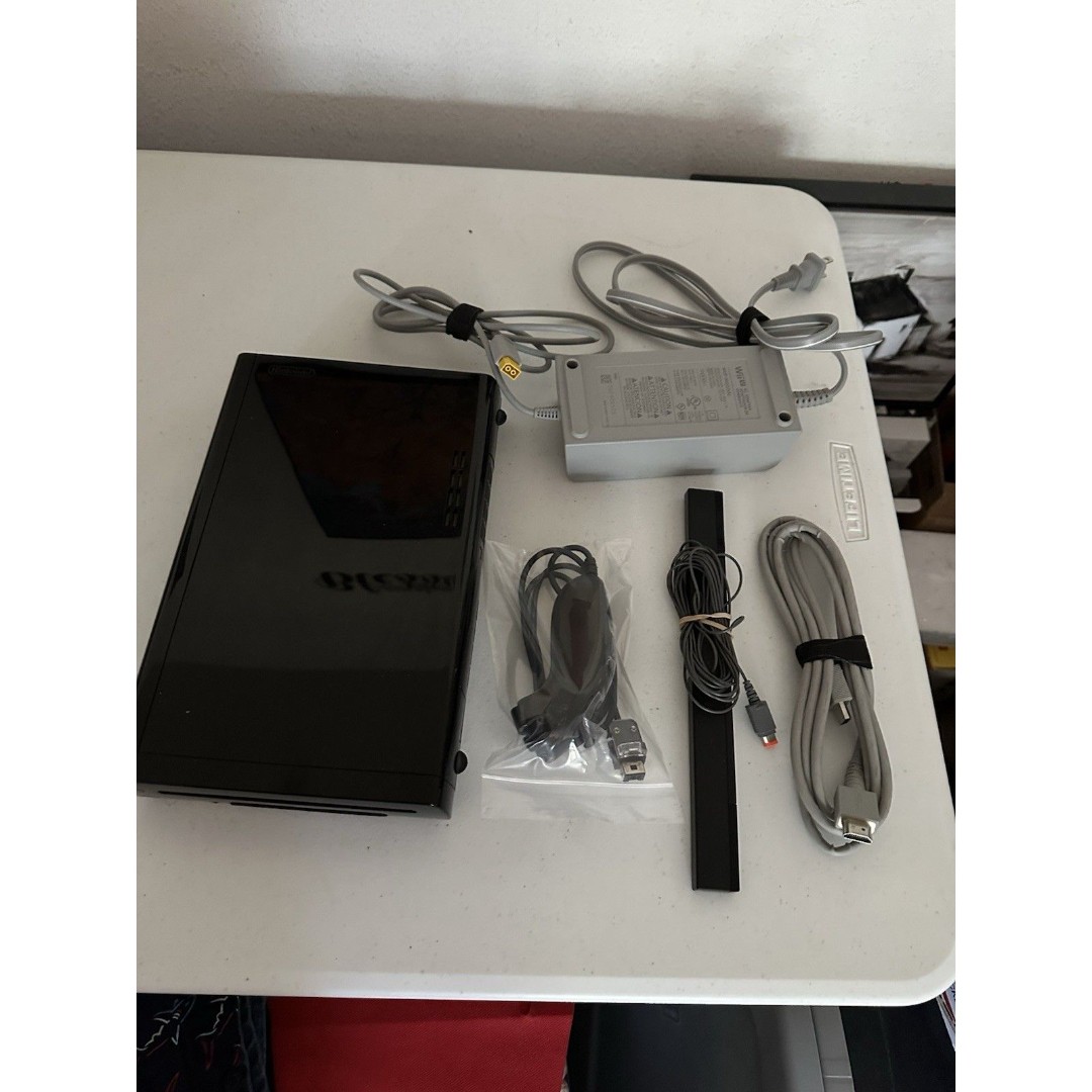 Nintendo Wii U 32GB Black Console & Power Only - Tested & Works! Needs Remote