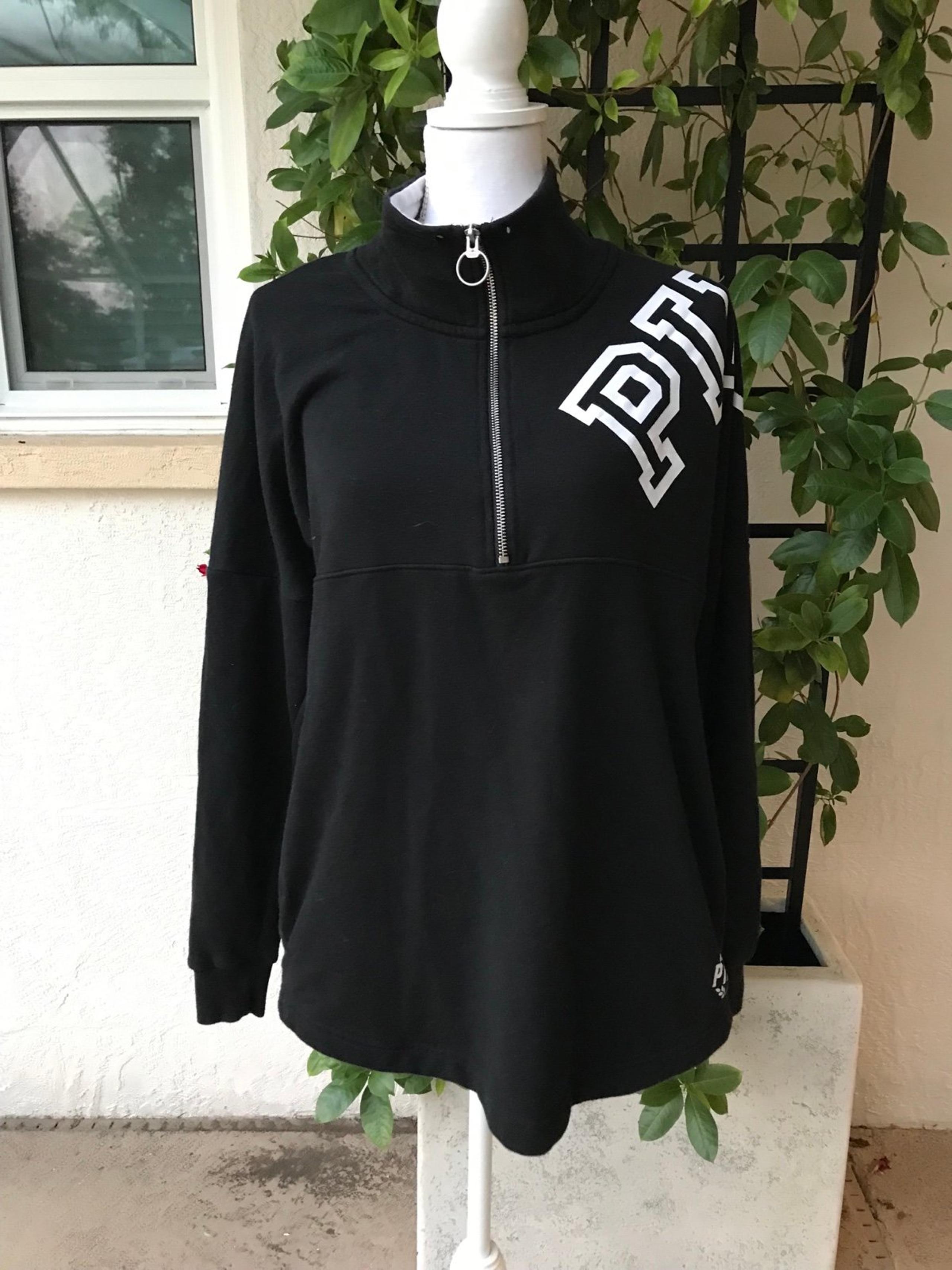 Victoria's Secret Pink Logo Half Zip Sweatshirt Black in size small