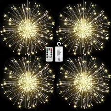 4 Pack Firework Lights Led Copper Wire Star String Lights 8 Modes