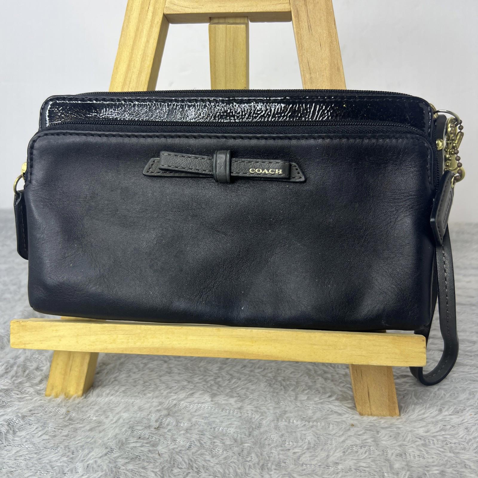 Coach Black Leather Credit Card Zipper Closure  Wristlet - Wallet