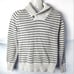Nautica Chunky Knit Gray Striped Cotton Sweater | Men's Medium