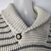 Nautica Chunky Knit Gray Striped Cotton Sweater | Men's Medium