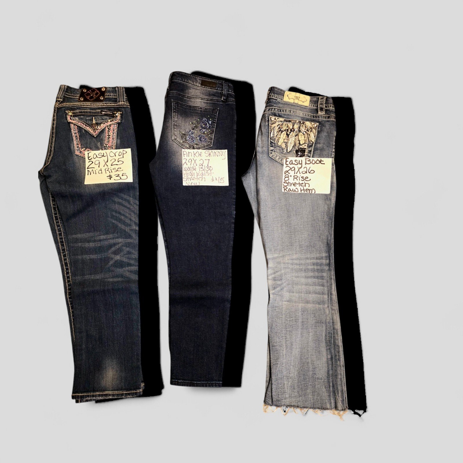 Miss Me size 29 Skinny Crop and Boot Blue Jeans Bling Stretch Western Stylish