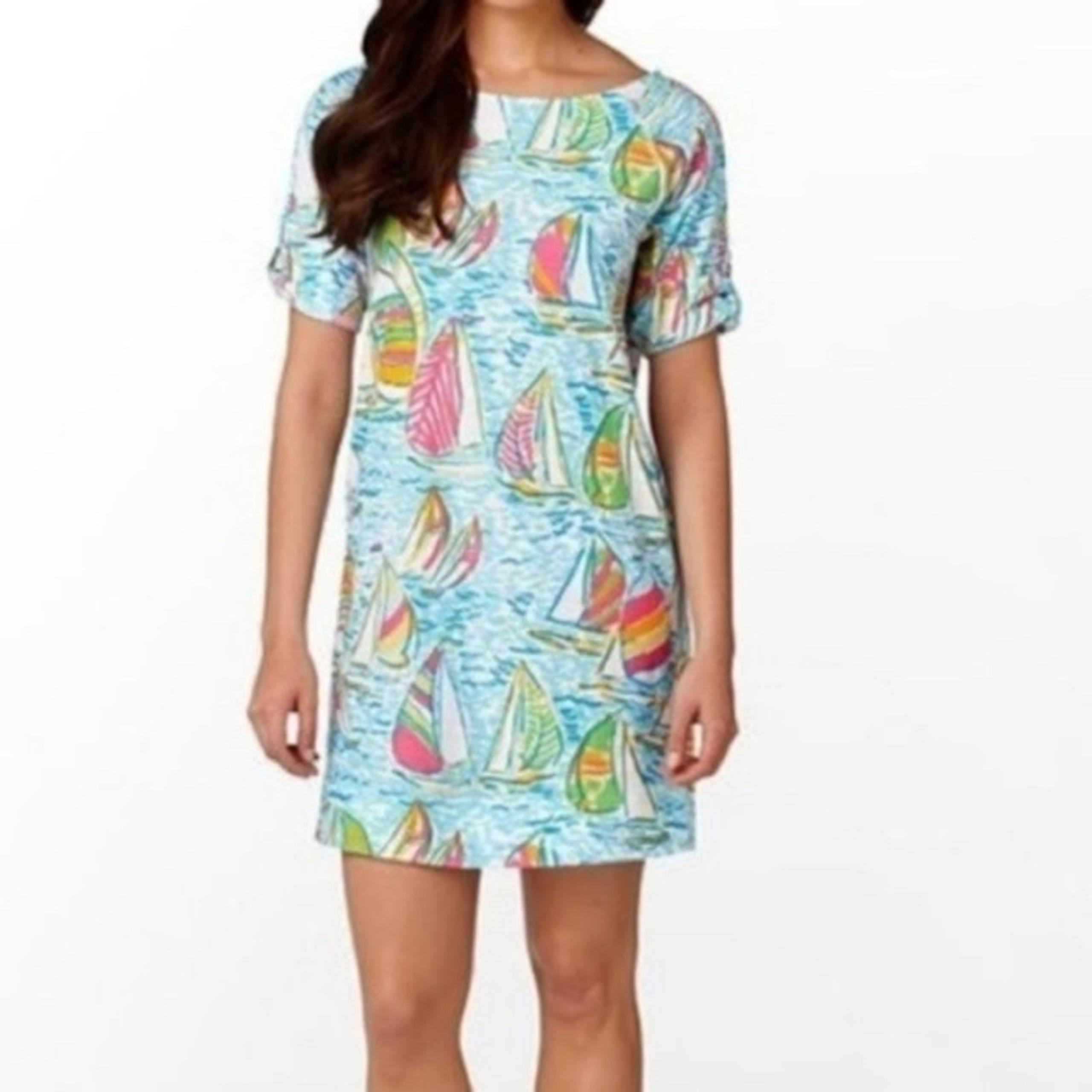 Lilly Pulitzer You Gotta Regatta Camie Dress Womens Small Sailboat Print Preppy