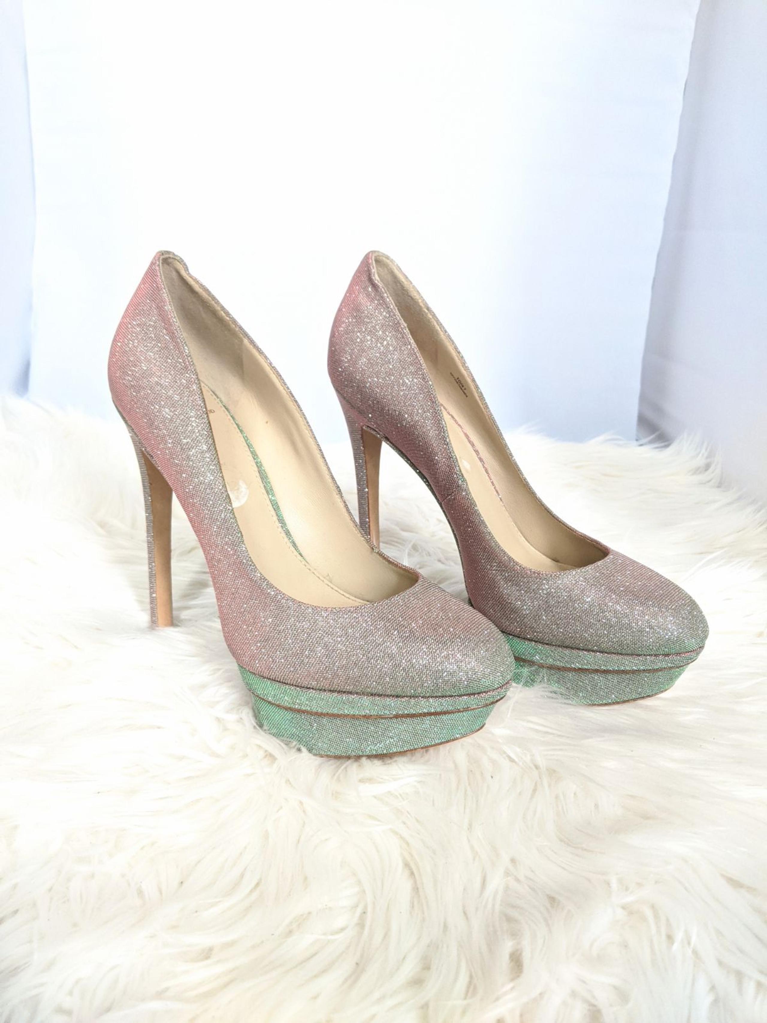 B Briant Atwood Iridescent Glitter Pumps