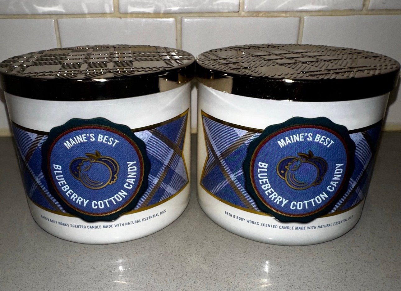 2 BBW Maine’s Best Blueberry Cotton Candy 3 Wick Candles