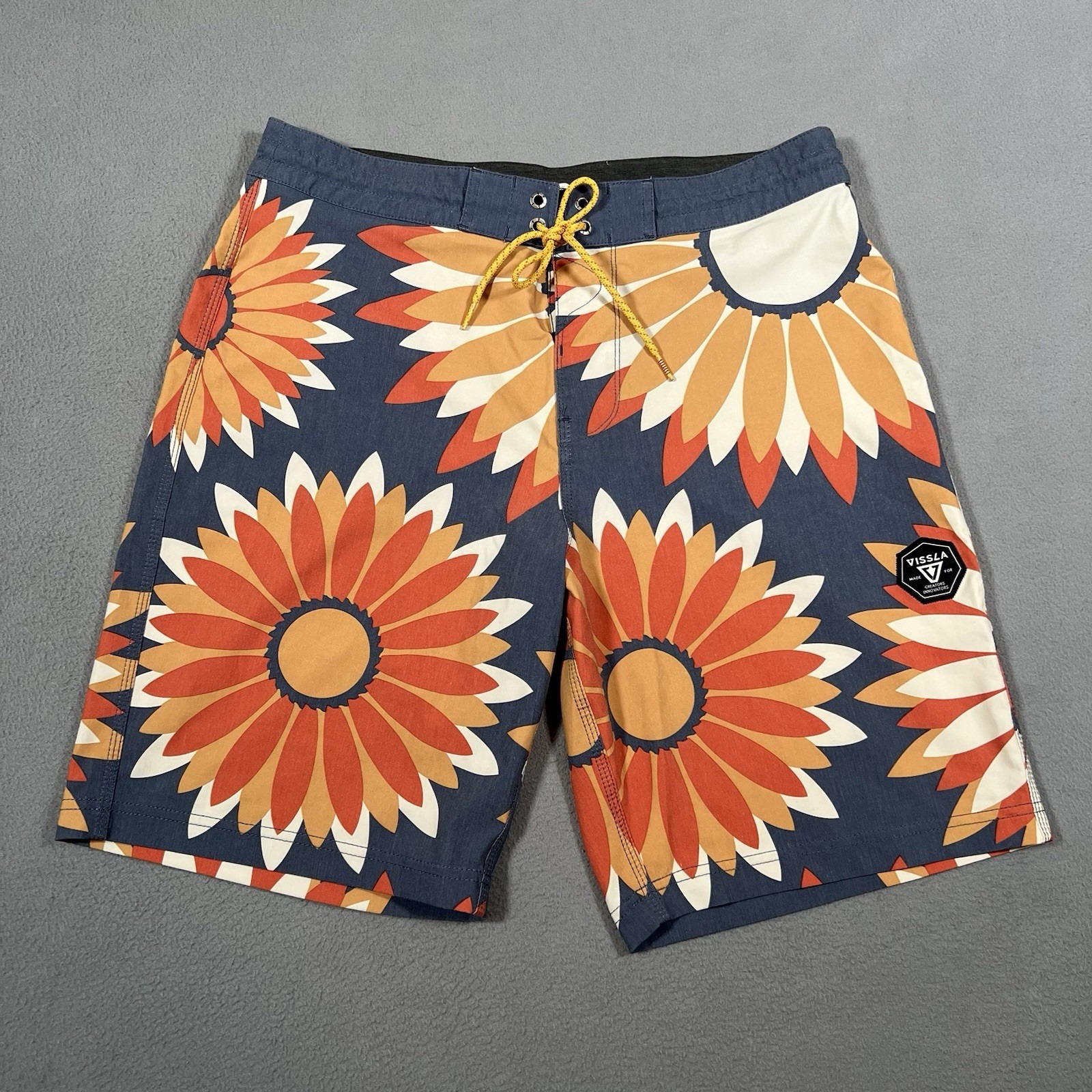 Vissla Boardshorts 32 Blue Sunflower All Over Print Floral Beach Swim Trunks 9