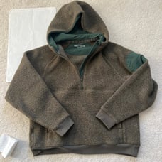 OUTDOOR VOICES Womens MegaFleece 1/2 Zip Hoodie Wool Blend in Green