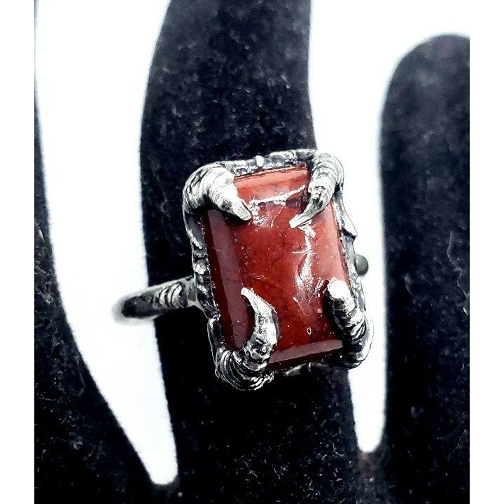 Red jasper gothic crystal ring size 6