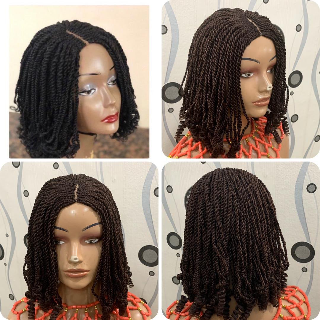 braided wig. Kinky wig with curly wig
