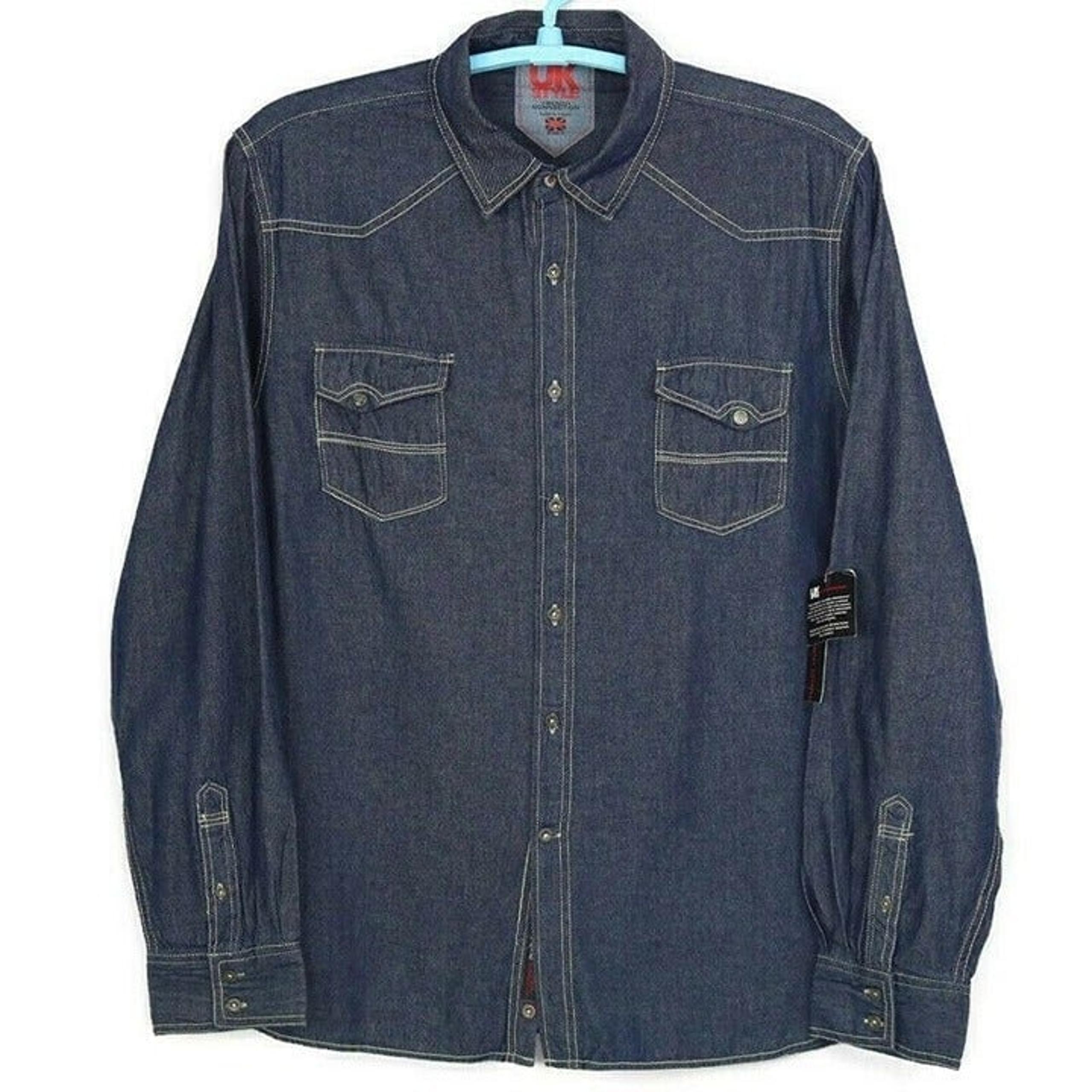 UK Style French Connection Western Denim Jean Shirt Blue XL
