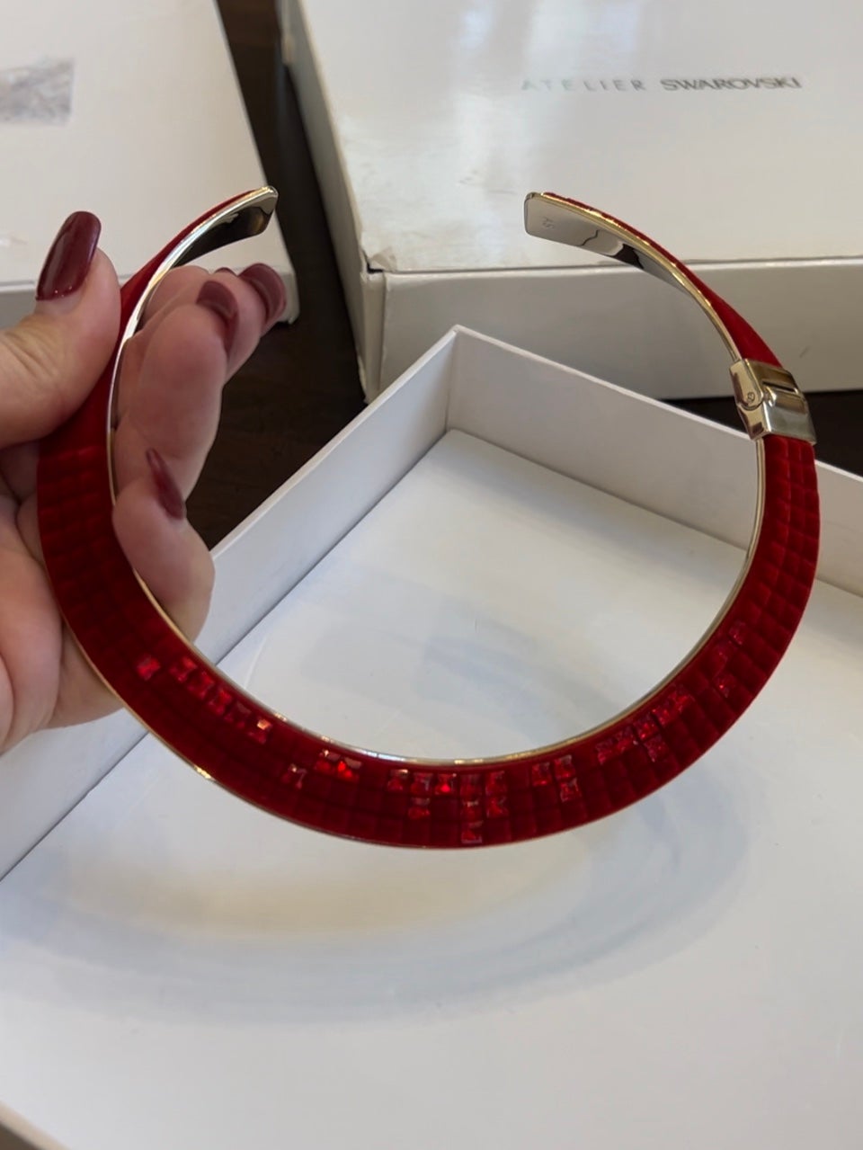 Atelier Swarovski red velvet necklace