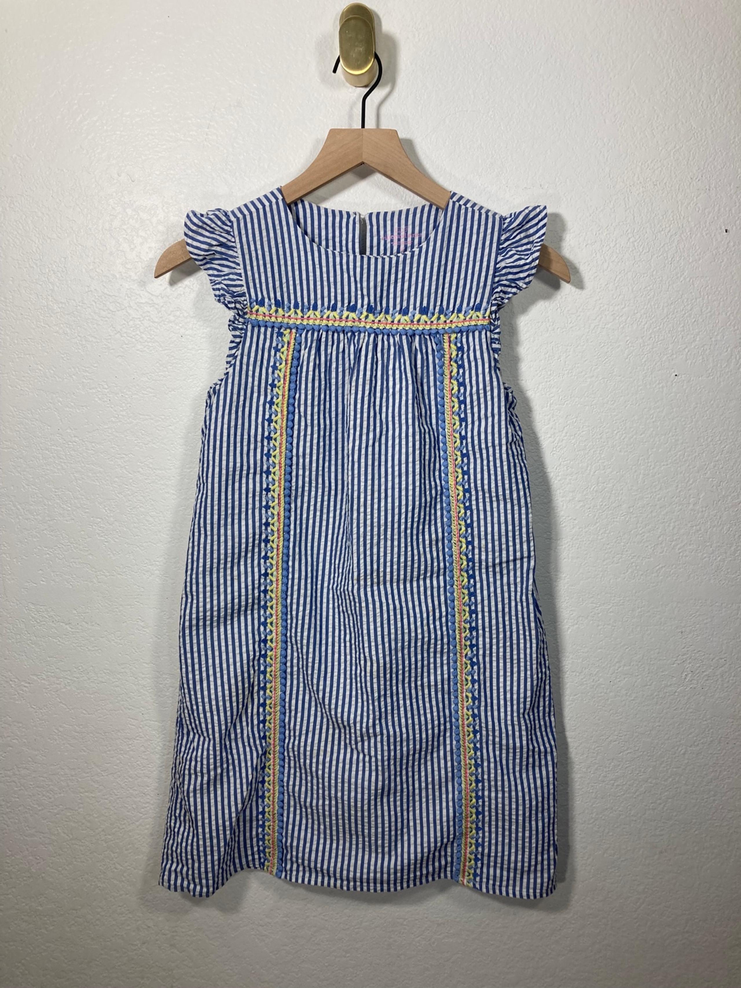 Vineyard Vines Blue white stripe ruffle shoulder dress 12 months