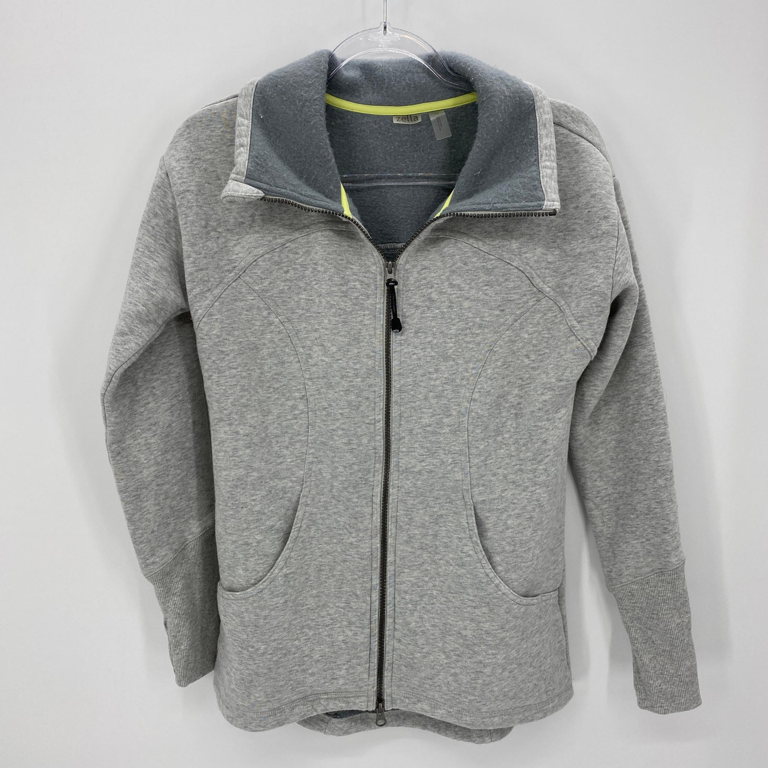 ZELLA Womens Sweatshirt Gray Fleece Lined Full Zip Warm Athletic Jacket Size S