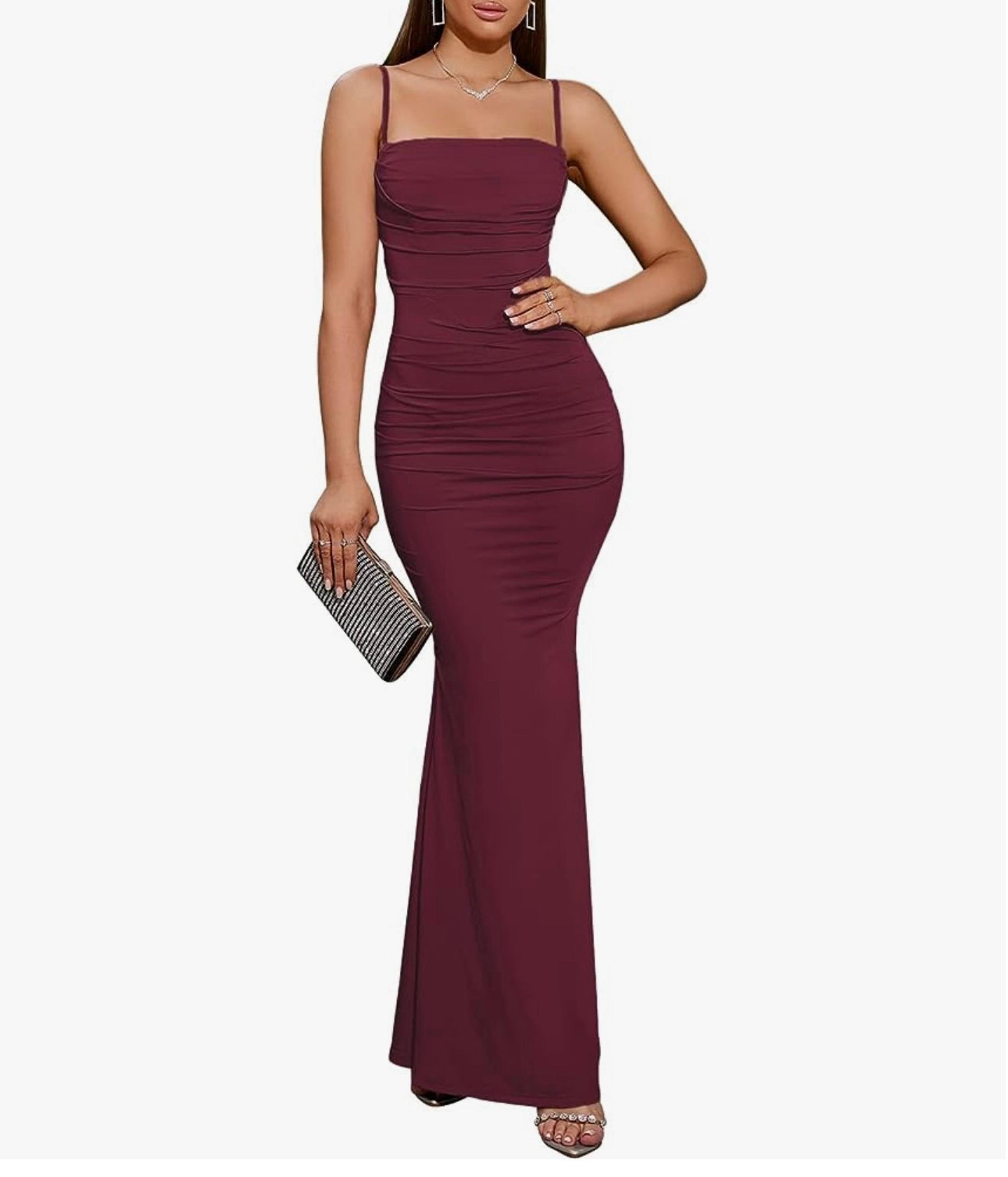 NWT EYNMIN Dress Women’s Small Red Maxi Sleeveless Bodycon Corset Ruched Zipper