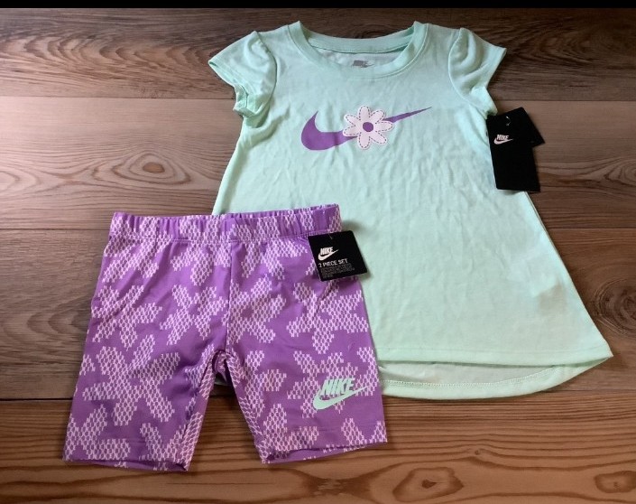 Nike girls mint green/purple tunic & bike shorts set size 5(NWT)~PRICE IS FIRM ~