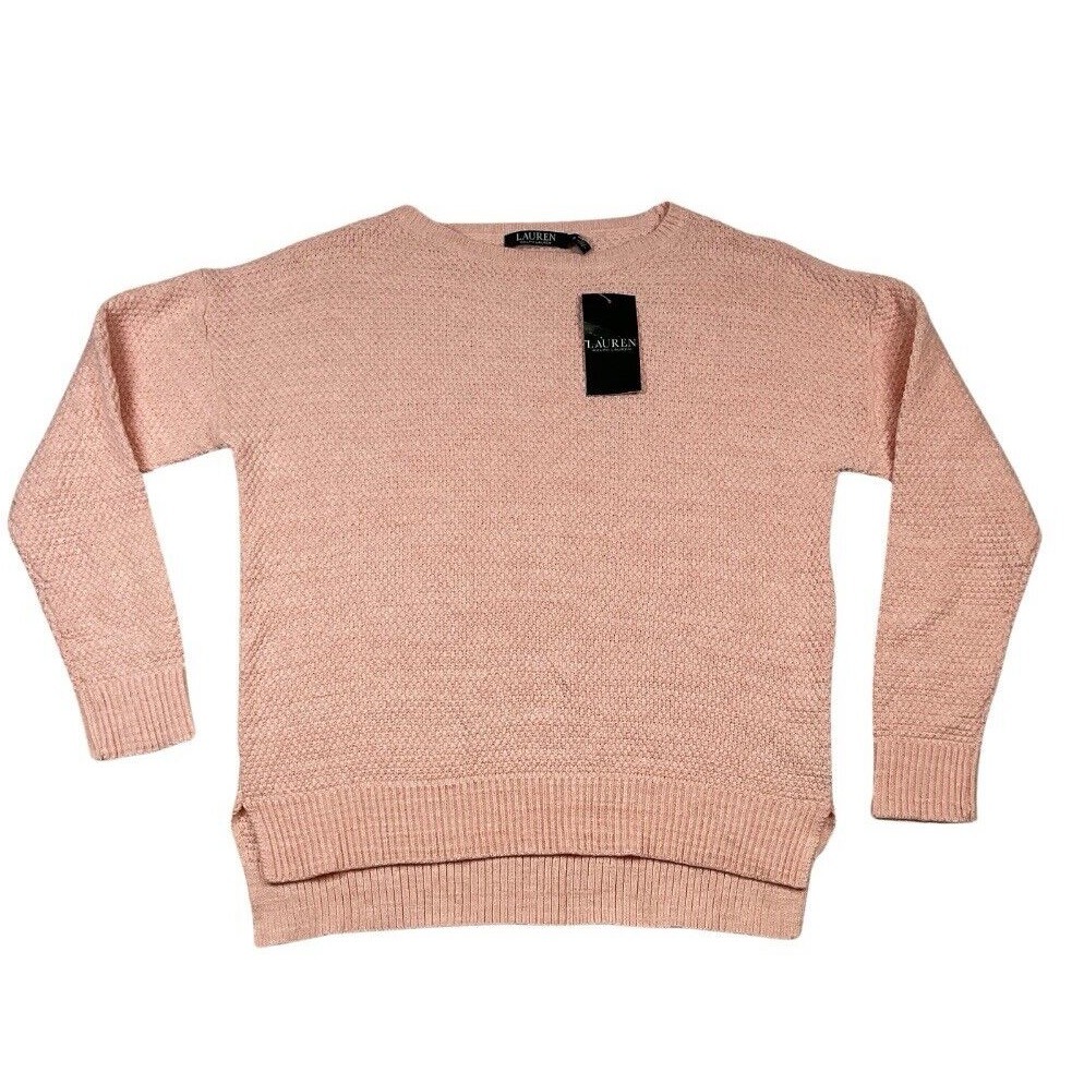 Lauren Ralph Lauren Knit Sweater Textured Pullover Long Sleeve Pink Size S