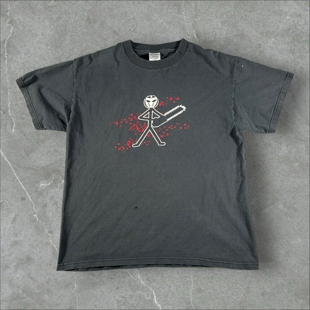Vintage Friday The 13th Shirt Men Medium Black 90s Y2K Jason Stick Figure Horror