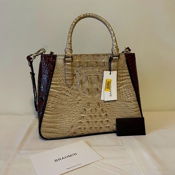 Brahmin Irene Satchel Linen Osmia Melbourne Leather