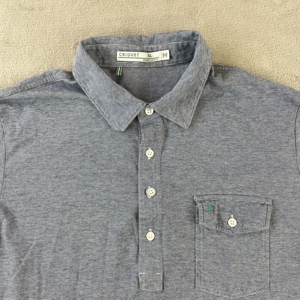 Criquet Players Polo Men XL Indigo Microstripe Slim Fit Short Sleeve Golf NWOT