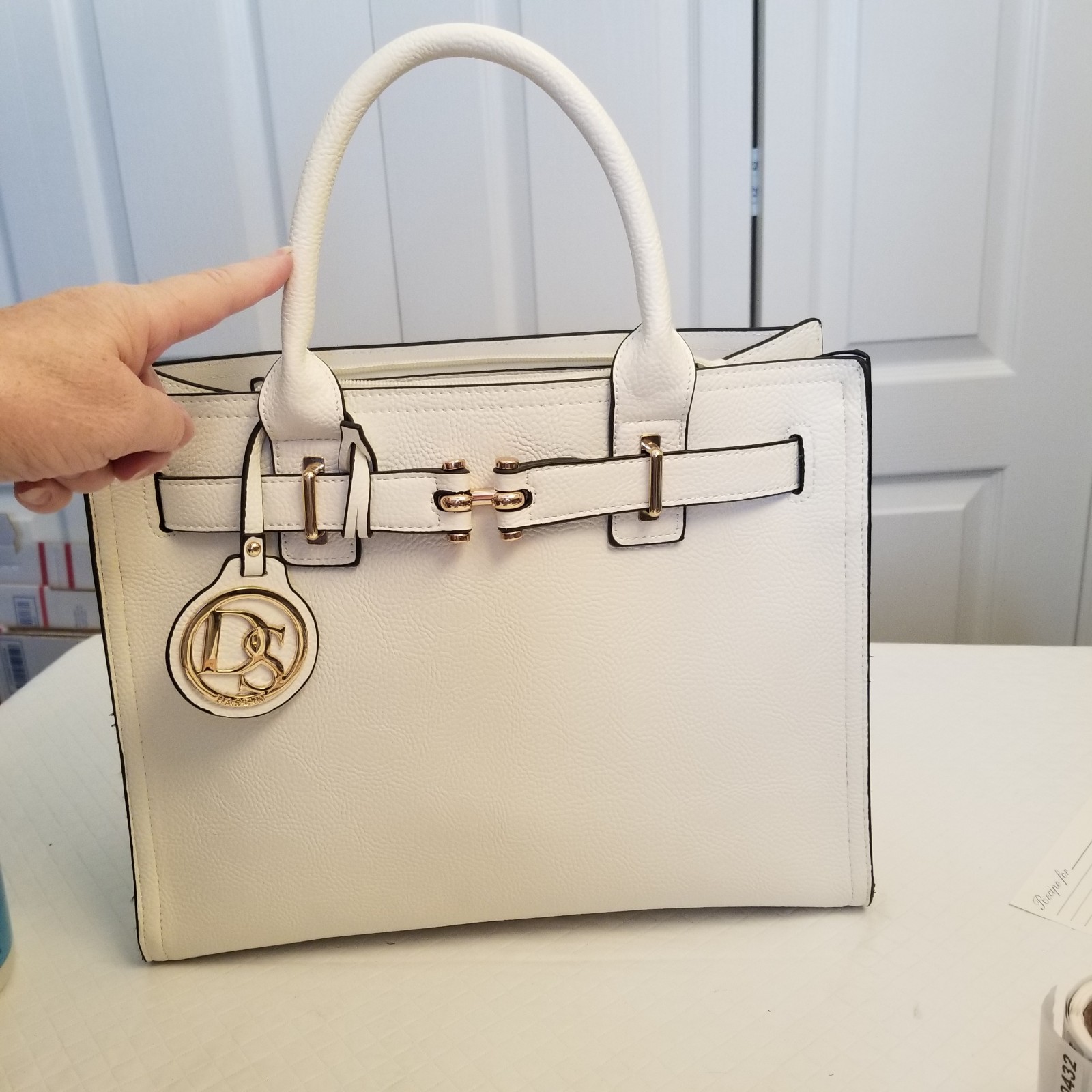 Dasein Off White Handbag 14.5 X 11 X 6 With Optional Shoulder Strap