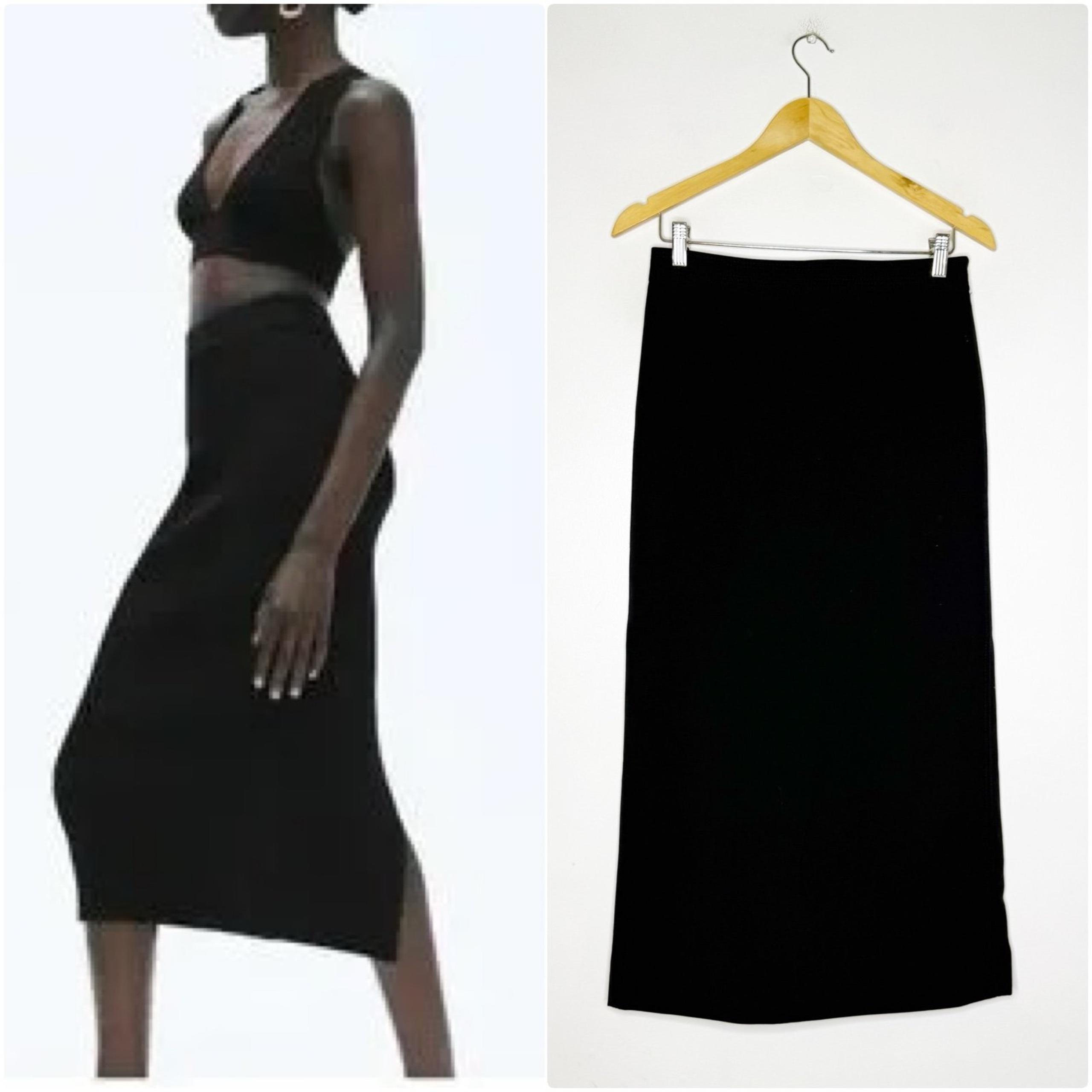 Zara Midi Navy Blue Women's Skirt Slit Back Size Small NWT