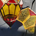 Stained gless tea light hanging lantern with some age