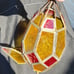 Stained gless tea light hanging lantern with some age