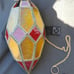 Stained gless tea light hanging lantern with some age