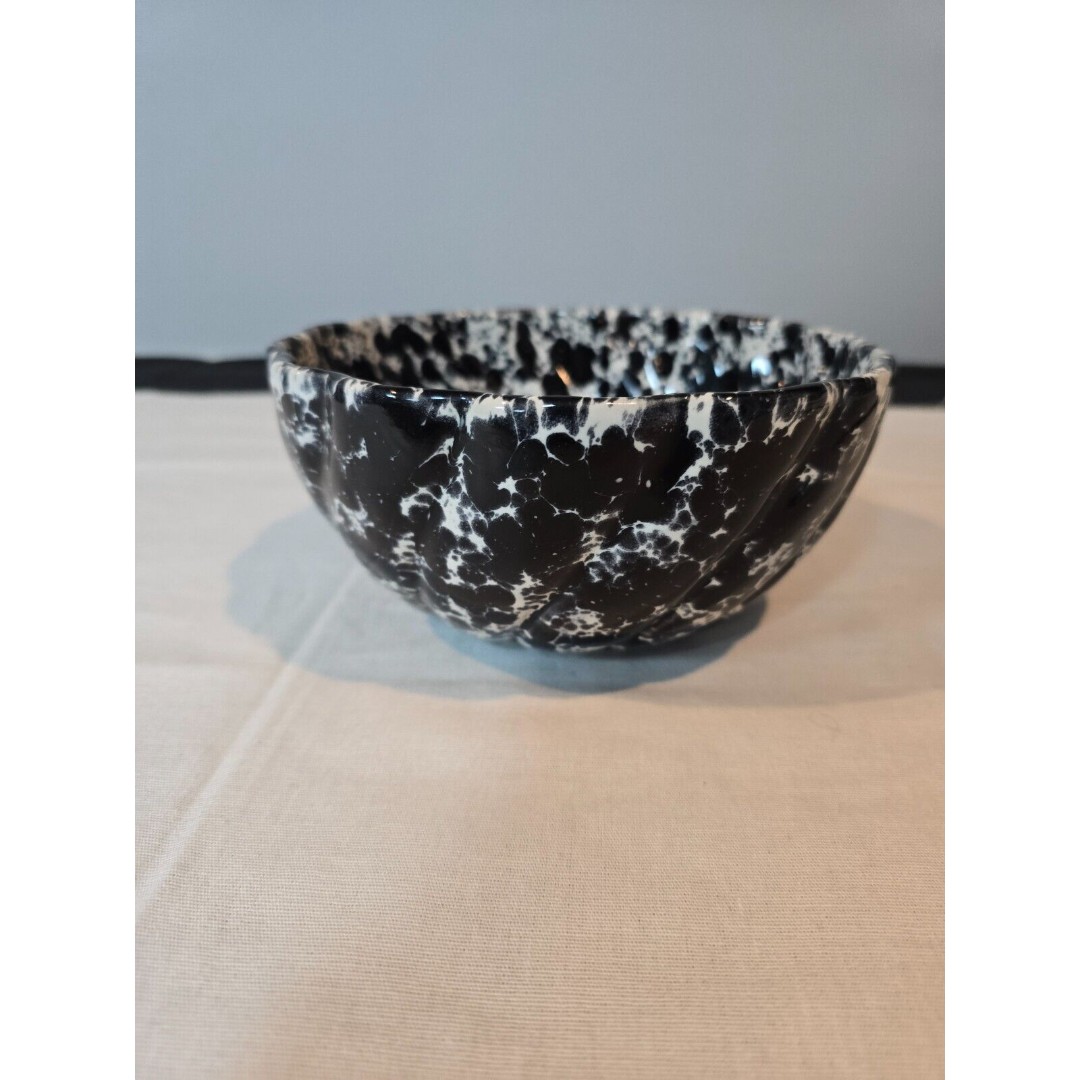Black Agate Spongeware Ceramic/Pottery/Stoneware Serving Bowl 7